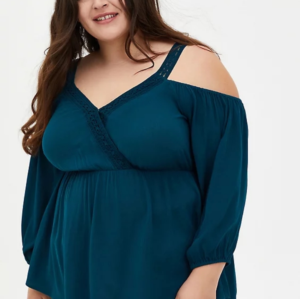 Torrid size 2 teal cold shoulder